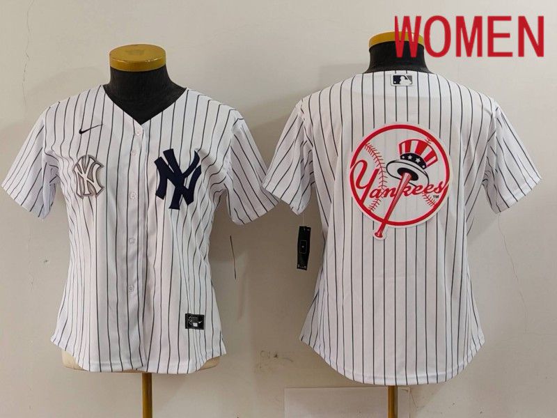 Women New York Yankees Blank White stripe Game 2024 Nike MLB Jersey style 18